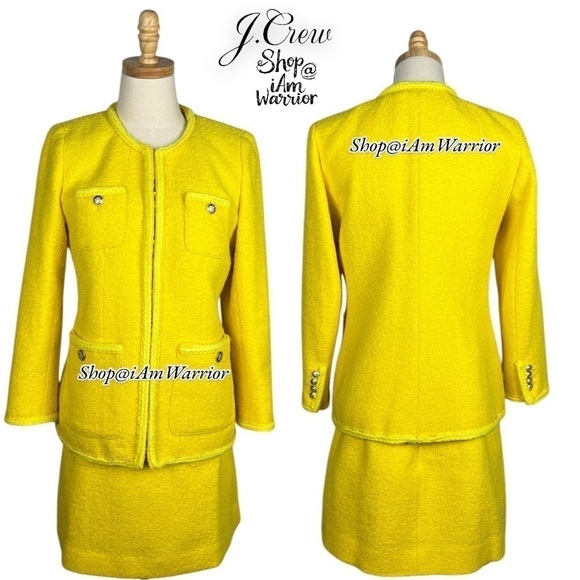 J.Crew canary yellow boucle lady jacket + matching mini skirt *shop@iamwarrior - Picture 6 of 16
